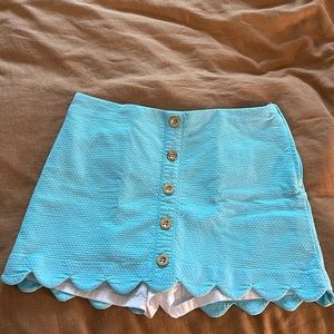 LILLY PULITZER Kaylie Teal Blue Womens Scallopped Skort Sz 10